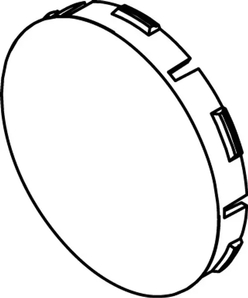 Griffkappe ohne Logo in Chromfinish, hergestellt von Ideal Standard. Runde Form mit seitlichen Einkerbungen zur Befestigung.